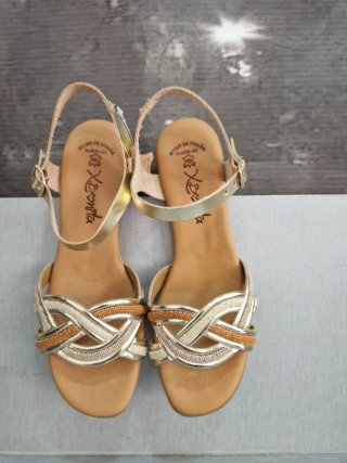 Sandalias Piel Talla 39 Platino Nuevas
