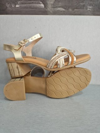 Sandalias Piel Talla 39 Platino Nuevas