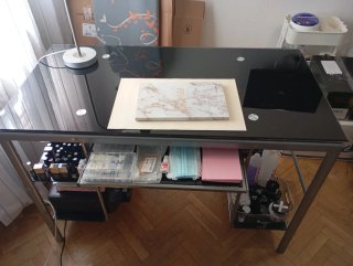Escritorio cristal negro metal
