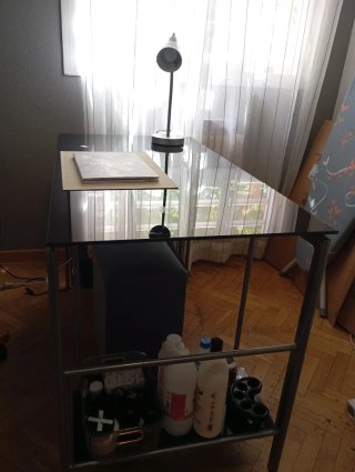 Escritorio cristal negro metal