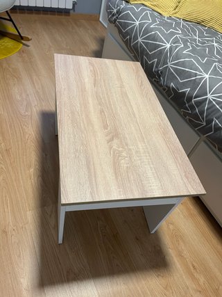 Mesa de centro salón madera y blanco