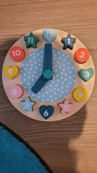 Reloj Puzzle Madera Números, Formas, Hora