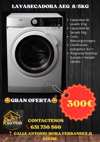 Lavasecadora AEG 8/5KG Blanca/Gris/Negra