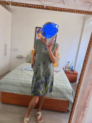 Vestido Italiano Lino Algodón Verde T M