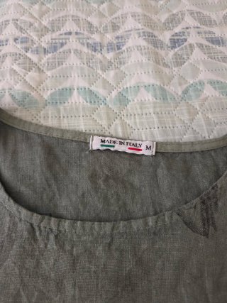 Vestido Italiano Lino Algodón Verde T M