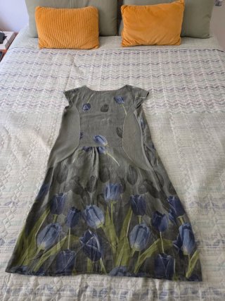 Vestido Italiano Lino Algodón Verde T M