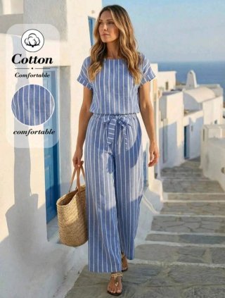 Conjunto de rayas azul talla S