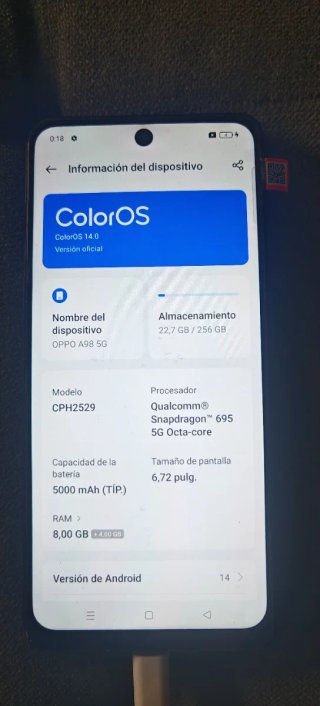 OPPO A98 5G Negro 256 GB Como Nuevo