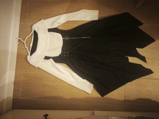 Vestido largo negro y blanco