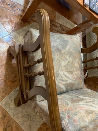 Pareja de sillón Mecedora Rústico Tela y Madera