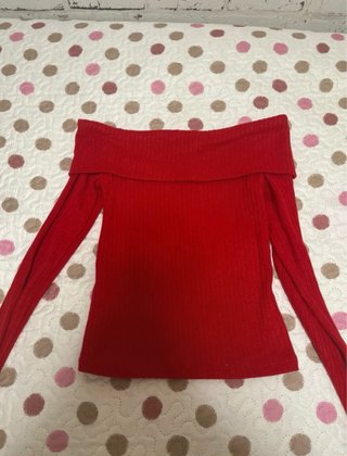 Top Stradivarius Rojo Hombros Descubiertos Talla X