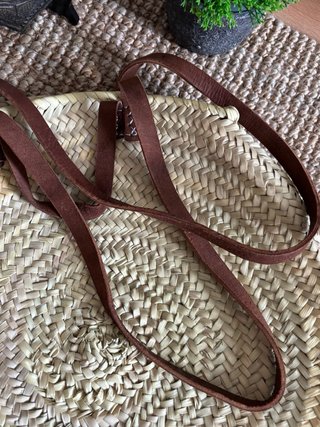 Bolso de piel y mimbre beige/marrón máxima tendenc