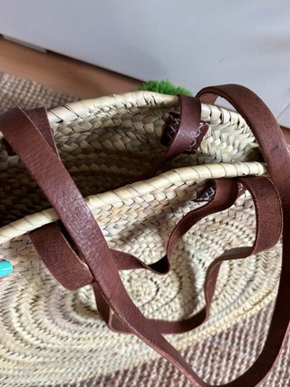 Bolso de piel y mimbre beige/marrón máxima tendenc