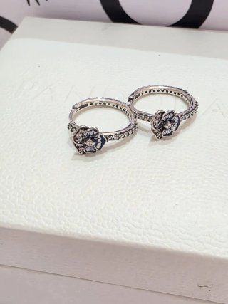 Pendientes Aro Flor Plata y Circonitas