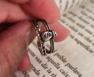 Anillo Y2K ajustable mujer anillo doble cadena