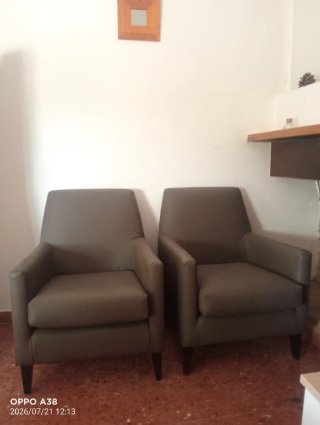 2 Sillones Tela Madera
