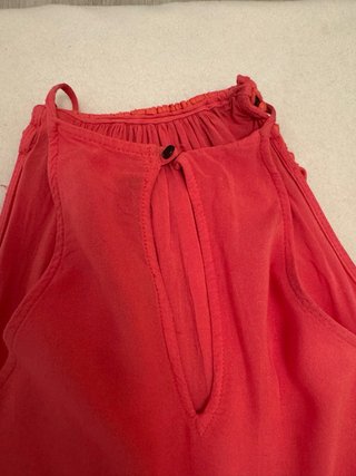 Vestido largo coral Zara con flecos