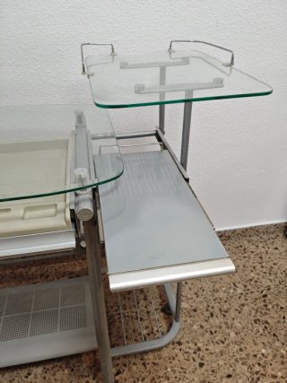 Mesa Ordenador Cristal Templado Vintage