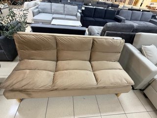 Sofá Cama Gris Terciopelo con Topper