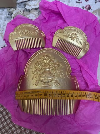 Conjunto Peinetas Falleras y Aderezo Dorado