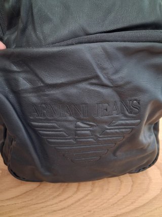 Mochila Cuero Armani Jeans Negra