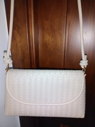Bolso bandolera tejido beige