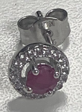 Pendientes Plata Ley Rubí y Circonitas
