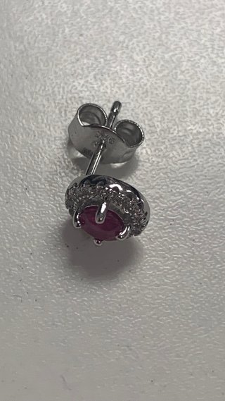 Pendientes Plata Ley Rubí y Circonitas