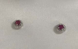 Pendientes Plata Ley Rubí y Circonitas