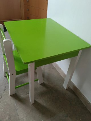 Mesa y Silla Infantil Verde