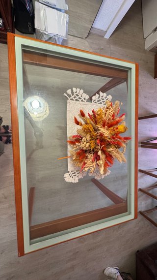 Mesa de comedor madera y cristal