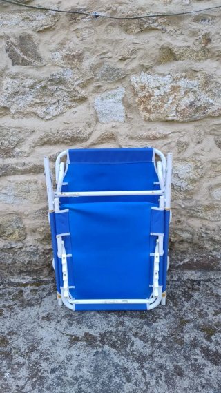 Tumbona Plegable Azul y Blanca