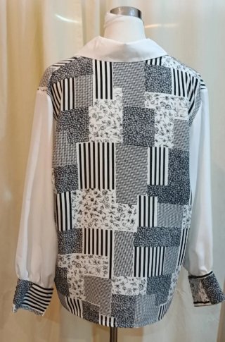 Blusa manga larga estampado patchwork mujer