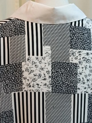 Blusa manga larga estampado patchwork mujer