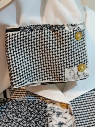 Blusa manga larga estampado patchwork mujer