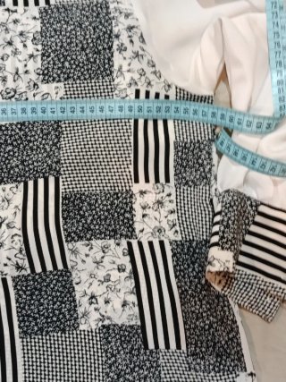 Blusa manga larga estampado patchwork mujer