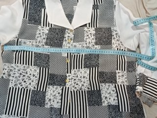 Blusa manga larga estampado patchwork mujer