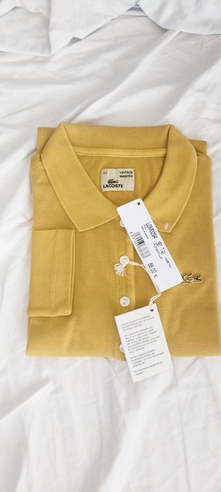Polo Lacoste Manga Larga Amarillo Talla 42 mujer