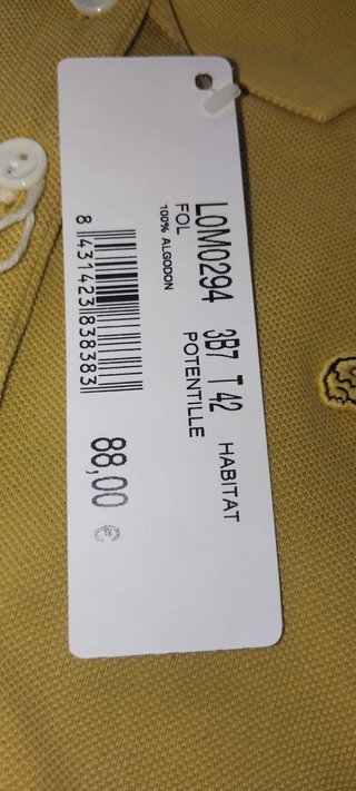 Polo Lacoste Manga Larga Amarillo Talla 42 mujer