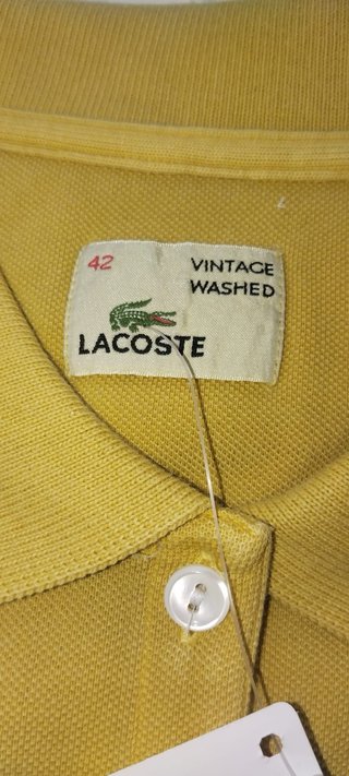 Polo Lacoste Manga Larga Amarillo Talla 42 mujer