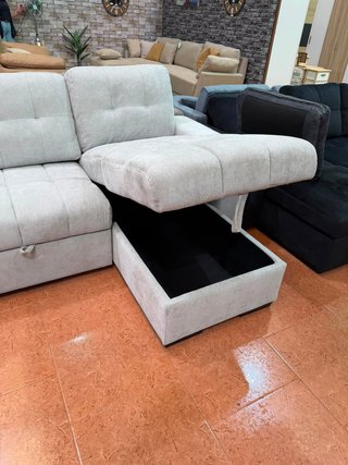 Sofá Cama Beige/Gris Tela