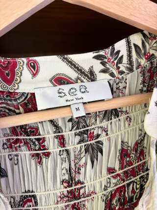 Vestido boho gasa beige y rojo talla única