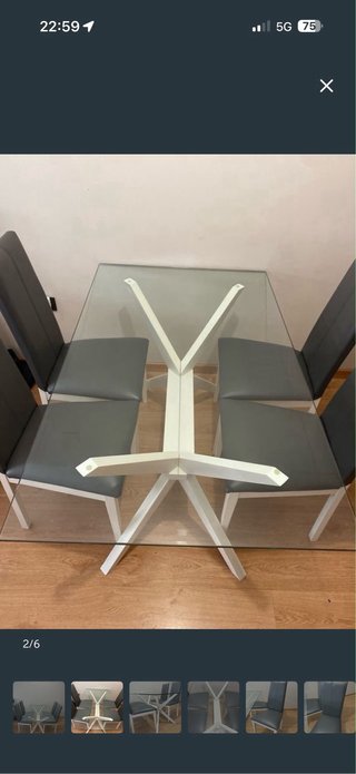 Mesa de comedor cristal y madera Sillas de madera