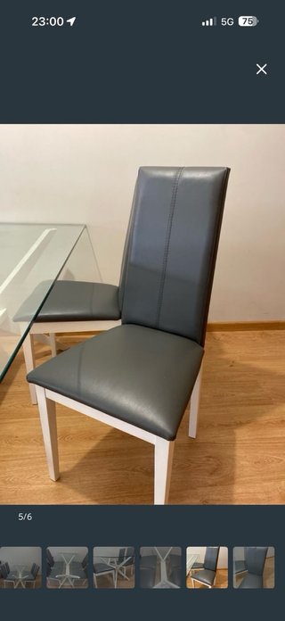 Mesa de comedor cristal y madera Sillas de madera