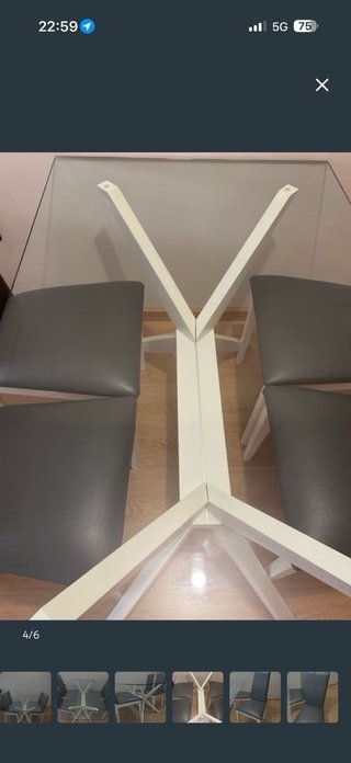 Mesa de comedor cristal y madera Sillas de madera