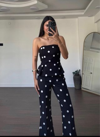 Mono Zara Negro Lunares Blancos Talla XS