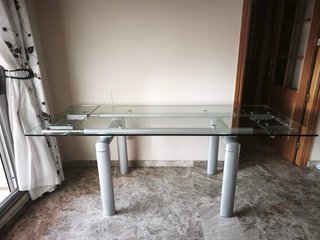 Mesa comedor cristal extensible 140x80 a 2m