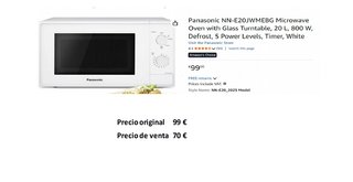 Microondas Panasonic NN-E20JWMEBG 20L Blanco
