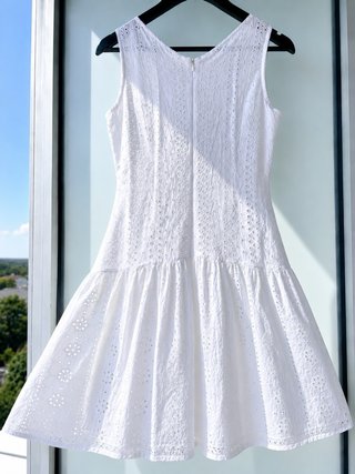 Vestido blanco bordado algodón premium L