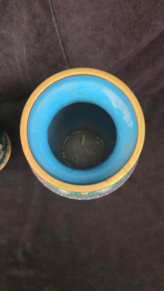 Coppia di vasi cinesi Cloisonné 31x20cm